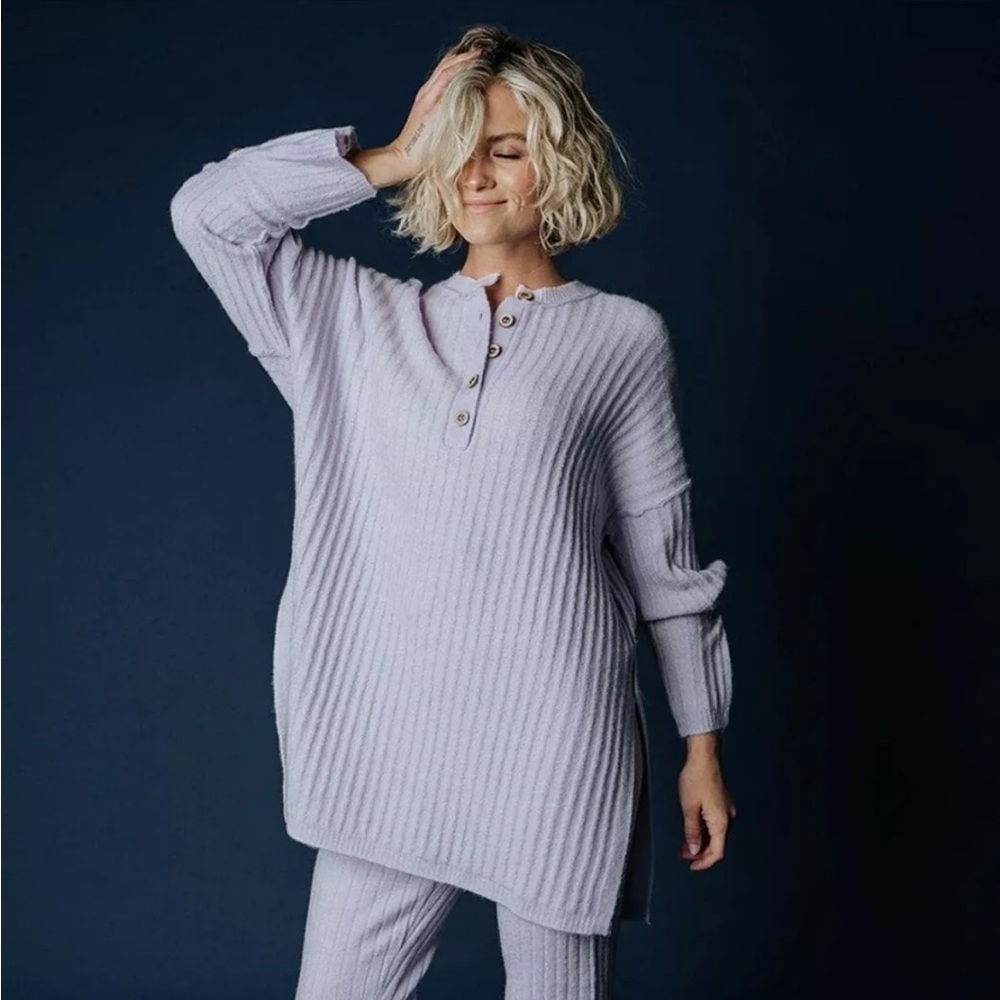 Free People Around The Clock Pullover Ribbed Sweater Lavender Purple Size XS